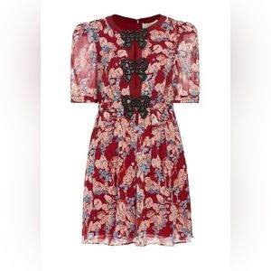 SALONI 
Jamie Floral Bow Minidress - Mulberry Cerise